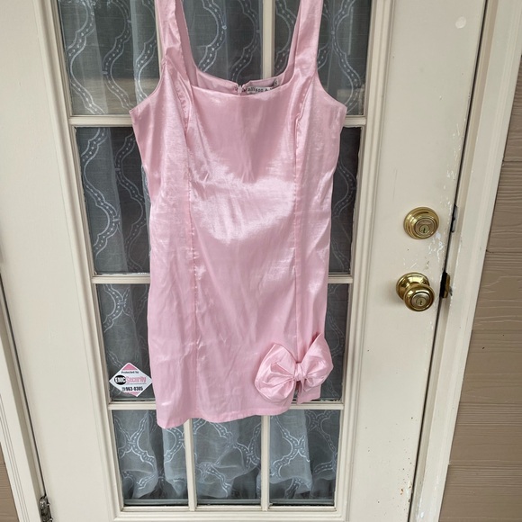 Allison & Kelly Pink Satin Mini Dress w/ Bow Detail – Size XL - Picture 3 of 4